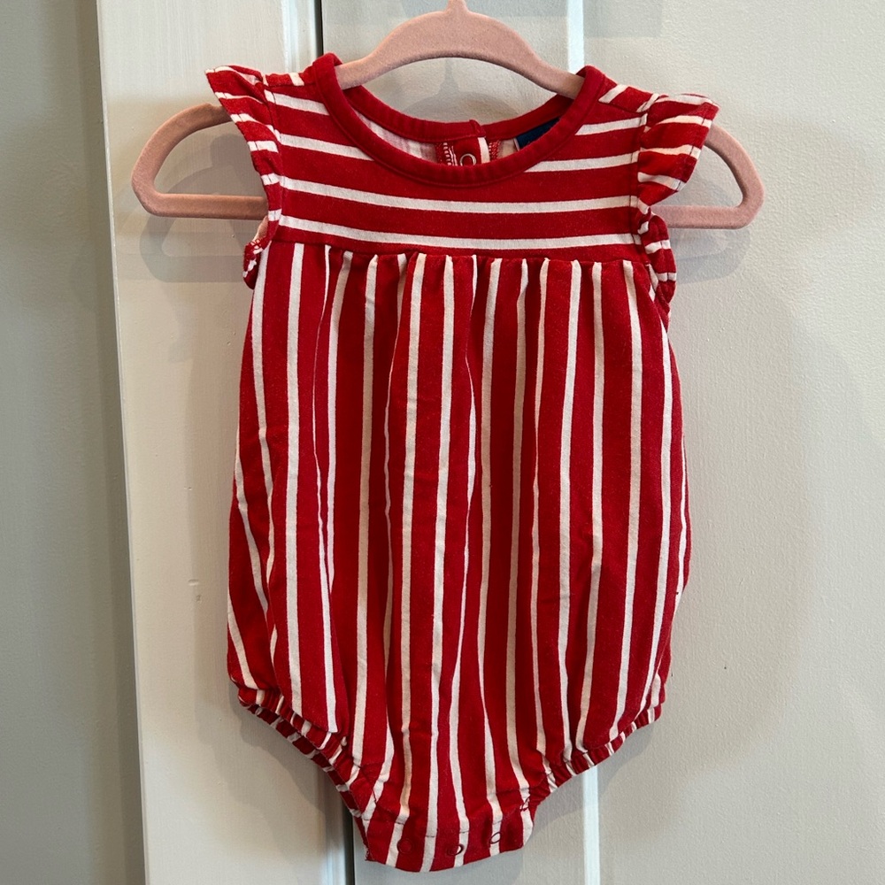Old Navy Red and White Striped Bodysuit
